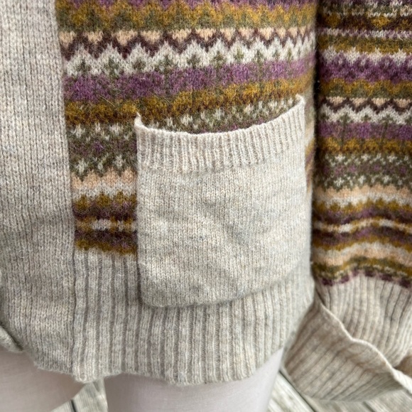 Eddie Bauer Lambswool Fair Isle Knit Cardigan Sweater Size Medium - Picture 7 of 11